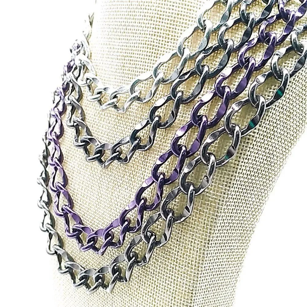 Chico's Unisex Heavy Necklace 4 Strand Metal Multi-tone Chain Link